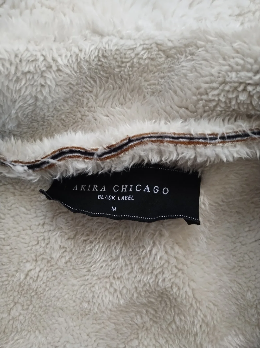 AKIRA Black Vest with Cream Faux Shearling Collar